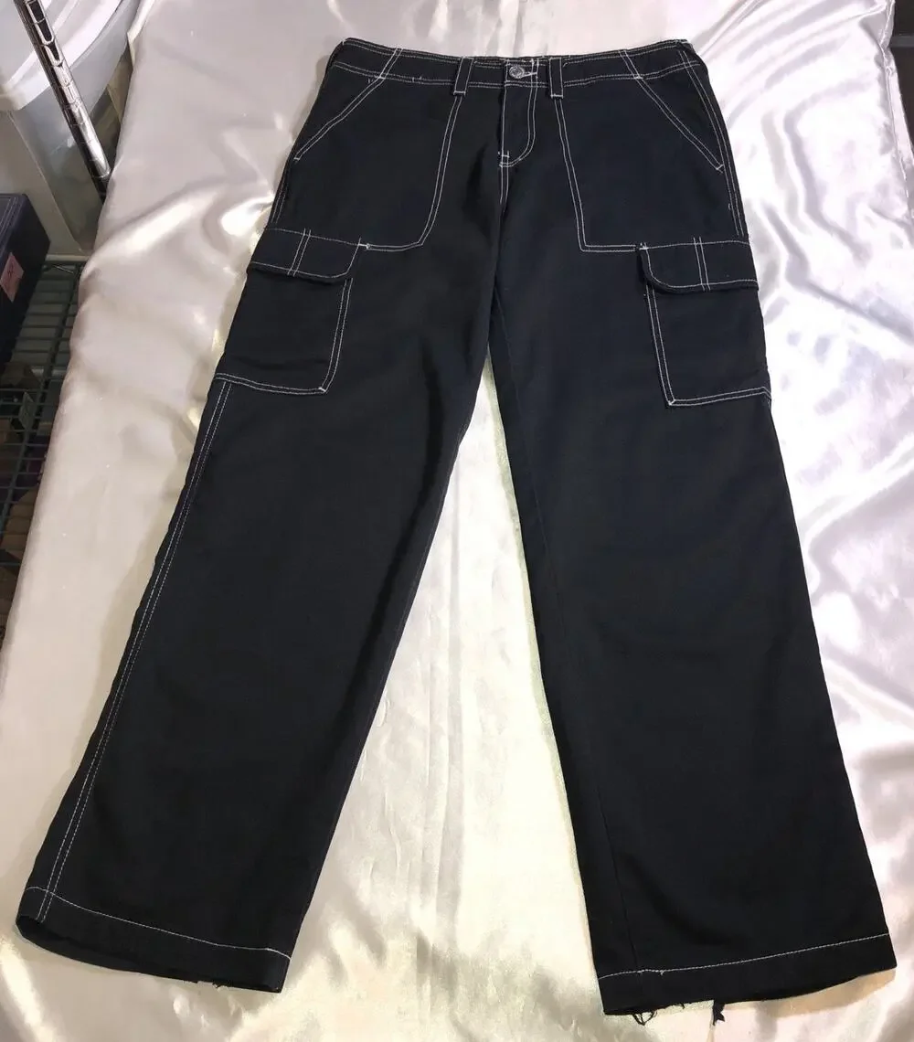 True Religion Brand Jeans Straight Leg Cargo Streetwear Pants Black Size 30